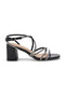 Schwarze Sandalen mit breitem Absatz und Riemen First Lady P708