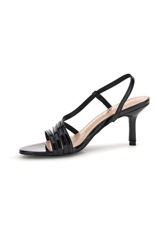 Schwarze Lackleder Sandalen mit hohem Absatz First Lady P709