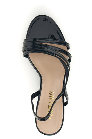 Schwarze Lackleder Sandalen mit hohem Absatz First Lady P709
