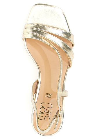 Sandali platino con tacco e cinturino Mon dieu 2332H1