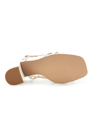 Sandalo bianco con tacco e sottopiede in pelle Ferre F884