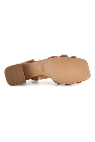 Sandalo cuoio con tacco e sottopiede in pelle Ferre F872