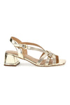 Sandalo oro con tacco e sottopiede in pelle Ferre F872