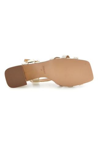 Sandalo oro con tacco e sottopiede in pelle Ferre F872