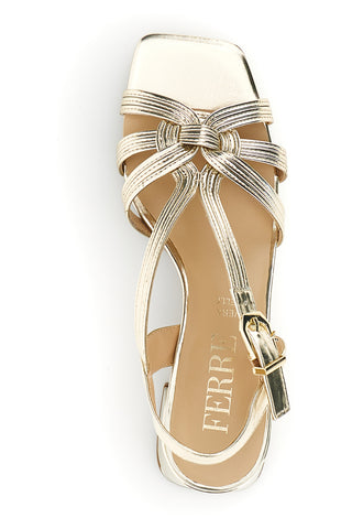 Sandalo oro con tacco e sottopiede in pelle Ferre F872