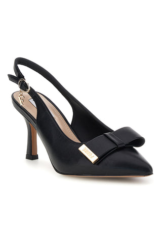 Schwarze Pumps mit Riemen und Metallic-Detail Ferre F030