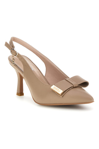 Beige Pumps mit Riemen und Metallic-Detail Ferre F030