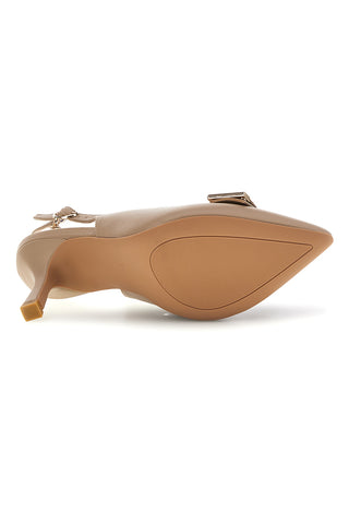 Beige Pumps mit Riemen und Metallic-Detail Ferre F030