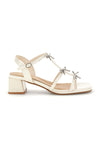 Weiße Sandalen mit Strasssteinen und breitem Absatz Mariella Burani 519601320