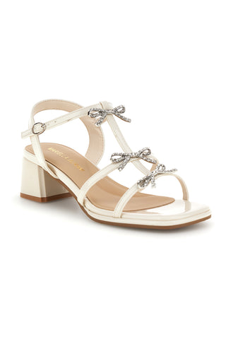 Weiße Sandalen mit Strasssteinen und breitem Absatz Mariella Burani 519601320