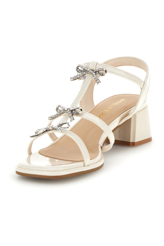 Weiße Sandalen mit Strasssteinen und breitem Absatz Mariella Burani 519601320