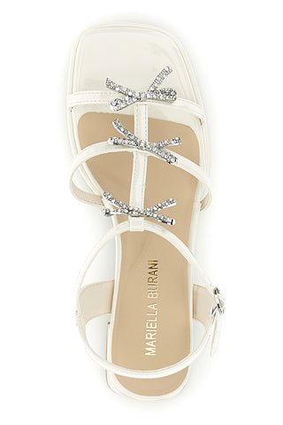 Weiße Sandalen mit Strasssteinen und breitem Absatz Mariella Burani 519601320