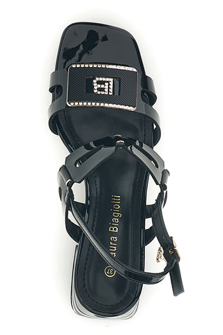 Schwarze Sandalen mit breitem Absatz und Riemen Laura biagiotti 9739