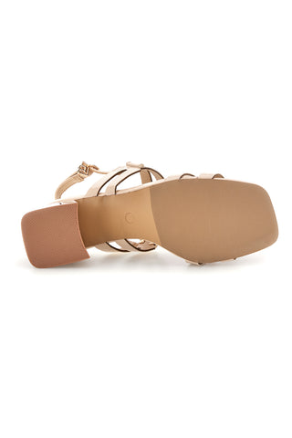 Beige Sandalen mit breitem Absatz und Riemen Laura biagiotti 9739
