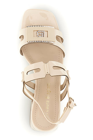 Beige Sandalen mit breitem Absatz und Riemen Laura biagiotti 9739