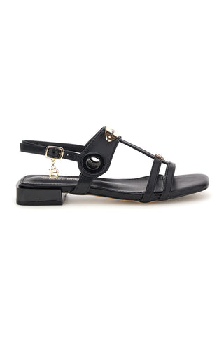Schwarze Sandalen mit niedrigem Absatz und Riemen Laura biagiotti 9720