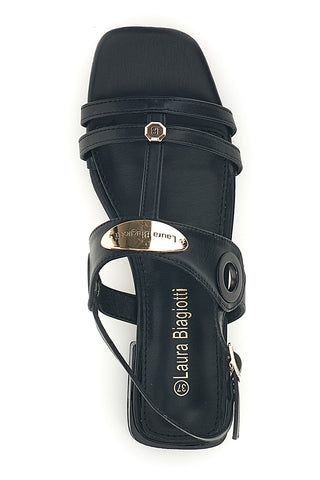 Schwarze Sandalen mit niedrigem Absatz und Riemen Laura biagiotti 9720
