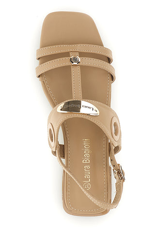 Sandali beige con tacco basso e cinturino Laura biagiotti 9720
