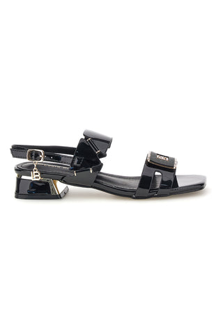 Schwarze Sandalen mit niedrigem Absatz und Riemen Laura biagiotti 9725