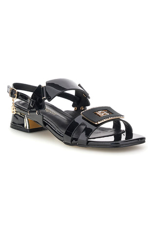 Schwarze Sandalen mit niedrigem Absatz und Riemen Laura biagiotti 9725