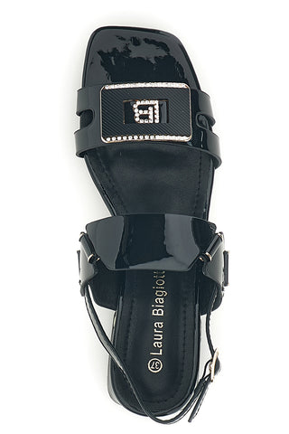 Schwarze Sandalen mit niedrigem Absatz und Riemen Laura biagiotti 9725