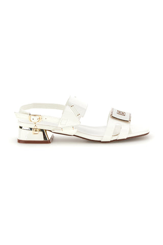 Weiße Sandalen mit niedrigem Absatz und Riemen Laura biagiotti 9725