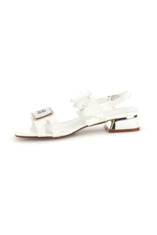 Weiße Sandalen mit niedrigem Absatz und Riemen Laura biagiotti 9725