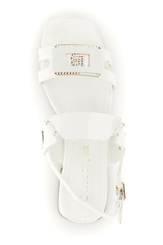 Weiße Sandalen mit niedrigem Absatz und Riemen Laura biagiotti 9725