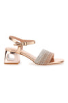 Sandali oro rosa con fascia glitter e tacco geometrico Mon Dieu 1651