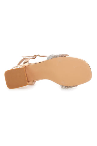 Sandali oro rosa con fascia glitter e tacco geometrico Mon Dieu 1651
