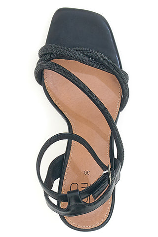 Schwarze Sandalen mit Strasssteinen und hohem Absatz Mon Dieu 1625