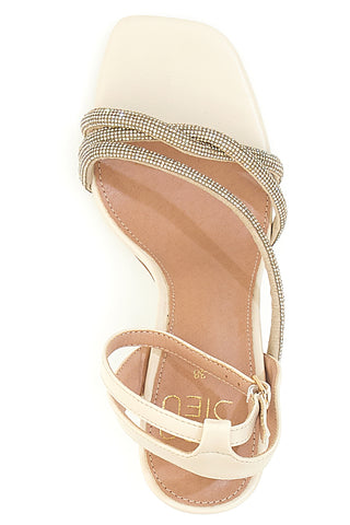 Sandali beige con strass e tacco alto Mon Dieu 1625