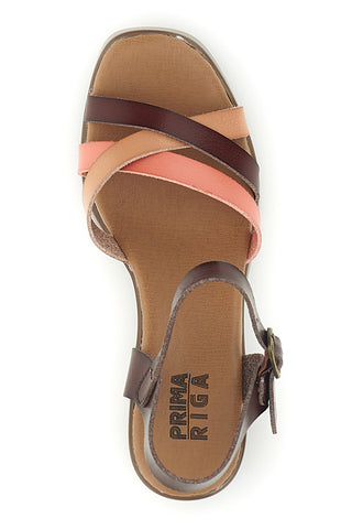 Sandali beige con tacco e plateau Prima riga AD897701