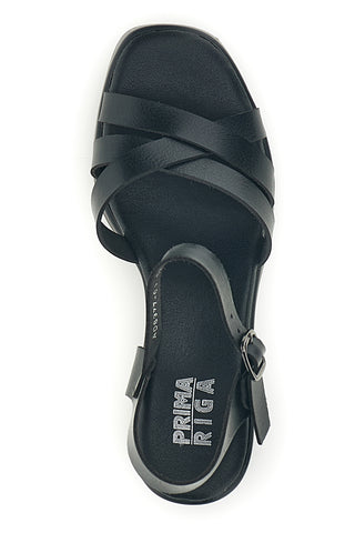 Sandali neri con tacco e plateau Prima Riga AD897701