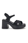 Sandali neri con tacco e plateau Prima riga BL501708
