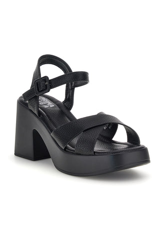 Sandali neri con tacco e plateau Prima riga BL501708