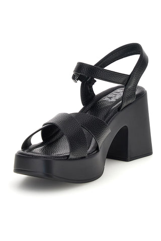 Sandali neri con tacco e plateau Prima riga BL501708
