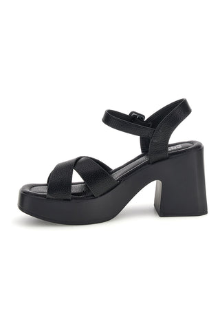 Sandali neri con tacco e plateau Prima riga BL501708