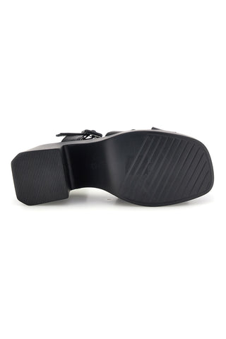 Sandali neri con tacco e plateau Prima riga BL501708