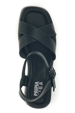 Sandali neri con tacco e plateau Prima riga BL501708
