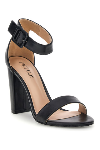 Schwarze Sandalen mit hohem Absatz und Riemen First Lady CV98111
