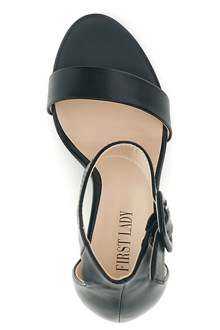 Schwarze Sandalen mit hohem Absatz und Riemen First Lady CV98111