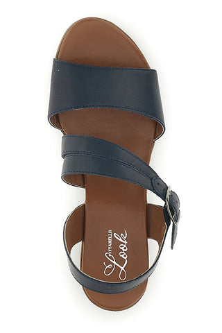 Sandali blu in vera pelle Pittarello look 243050
