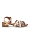 Sandali beige in pelle con tacco basso e listini Pittarello look 243110