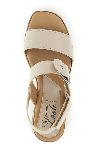Made in Italy beige Sandalen mit Maxi-Schnalle Pittarello-Look MK3619214