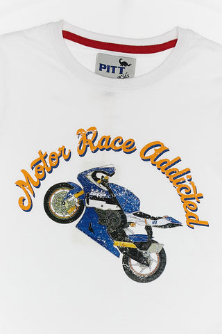 Pitt Kids T-Shirt und Shorts Set 03073 Weiß und Blau