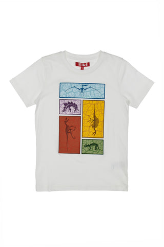 Pitt Kids Weißes Dinosaurier-T-Shirt 05002