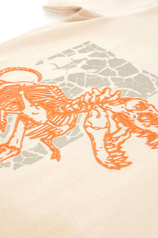 Beiges T-Shirt mit orangefarbenem Dinosaurier Pitt Kids PT-BF-05004