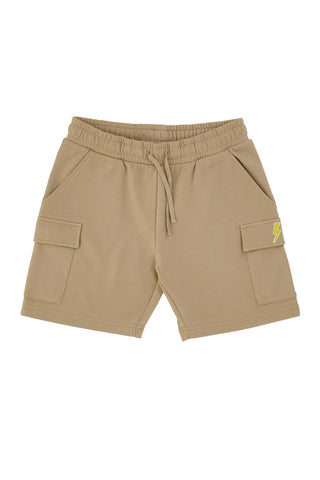 Beigefarbene Cargo-Shorts mit gesticktem Pitt Kids-Logo PT-B-SP-05006
