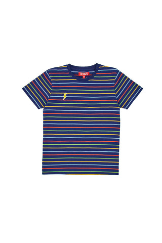 T-Shirt Blu con Righe Colorate Pitt Kids PT-B-T-05007